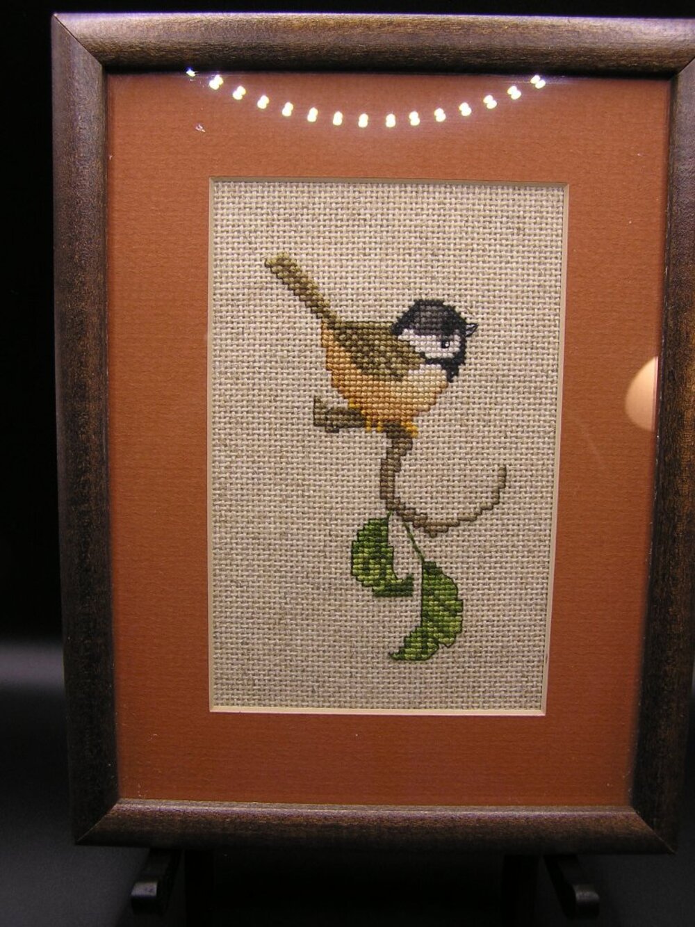 Framed Chickadee Cross Stitch